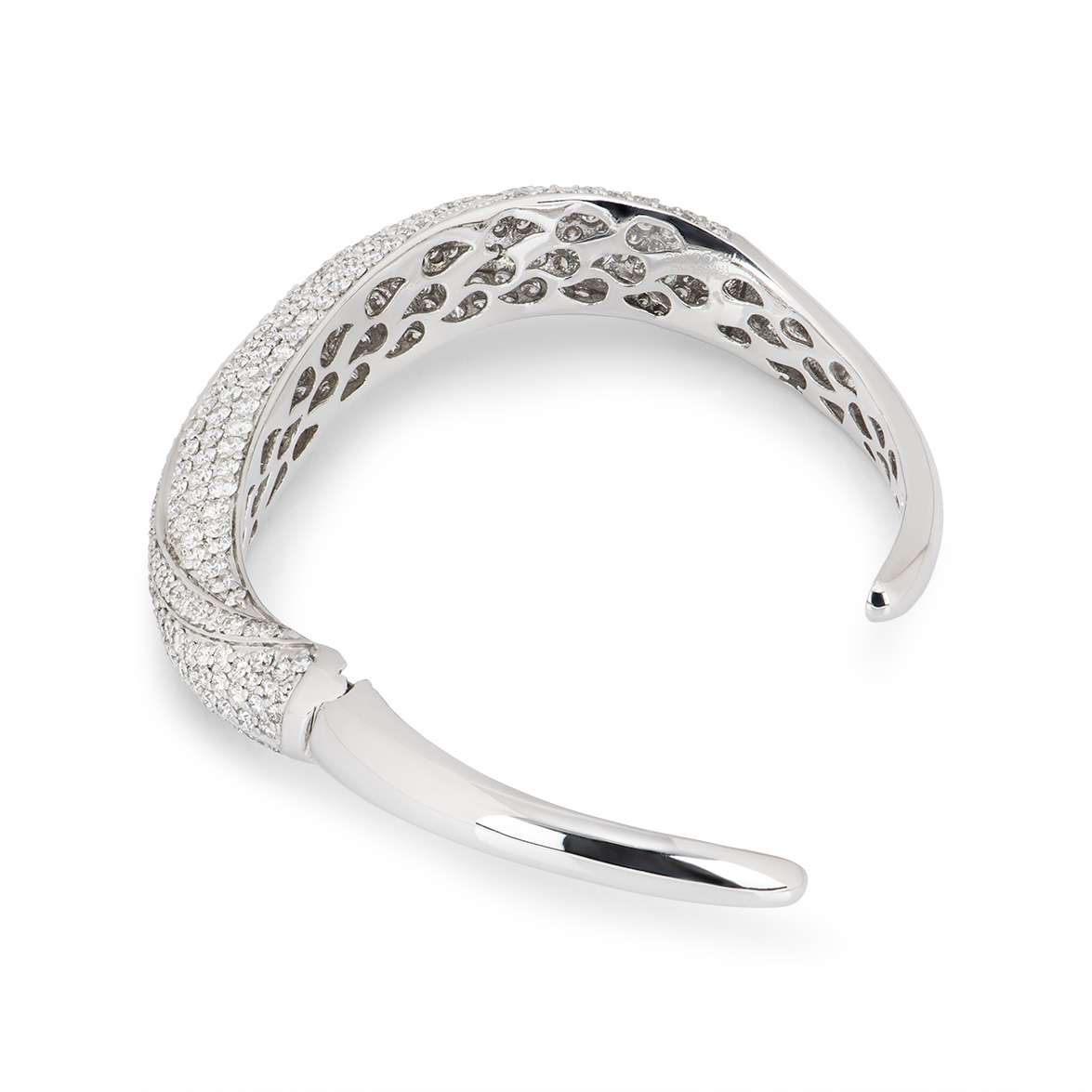 White Gold Diamond Cuff Bangle 6.98 TDW | Rich Diamonds